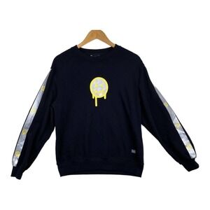 Bleecker and Mercer Black & Silver Smiley Face Long Sleeve Pullover Sweatshirt S